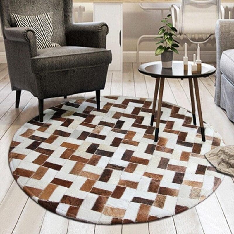 Tapis Rond Patchwork Cuir | Mon Tapis Rond