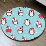 Tapis Rond Pingouin De Noël | Mon Tapis Rond