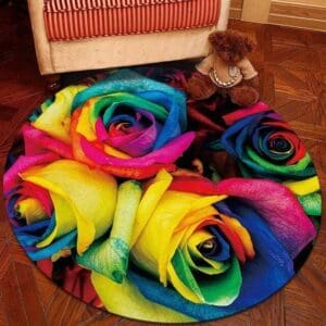 Tapis Rond Rose Multicolore | Mon Tapis Rond