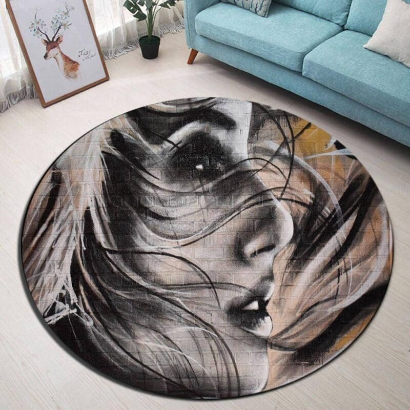 Tapis Rond Visage De Femme | Mon Tapis Rond