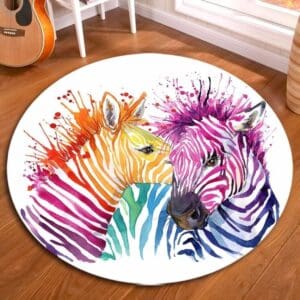 Tapis Rond Zèbre Multicolore | Mon Tapis Rond